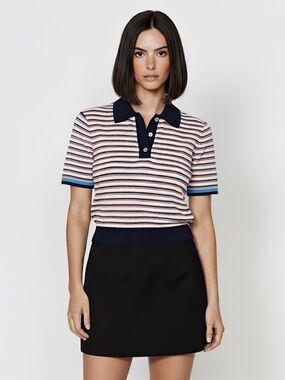 Radmor Stella Recycled Rib Knit Cotton Golf Polo — Dark Navy/Regatta, Small